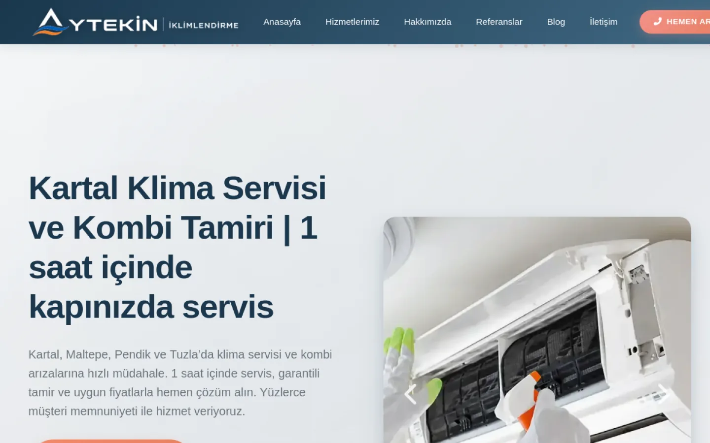 Aytekin Klima web sitesi ekran görüntüsü