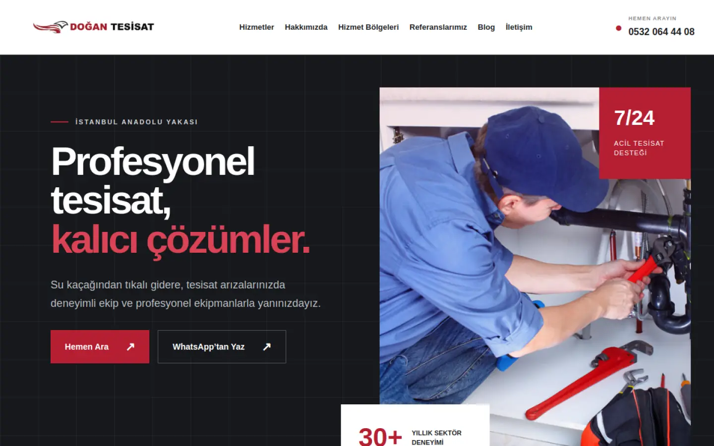 Doğan Tesisat web sitesi ekran görüntüsü